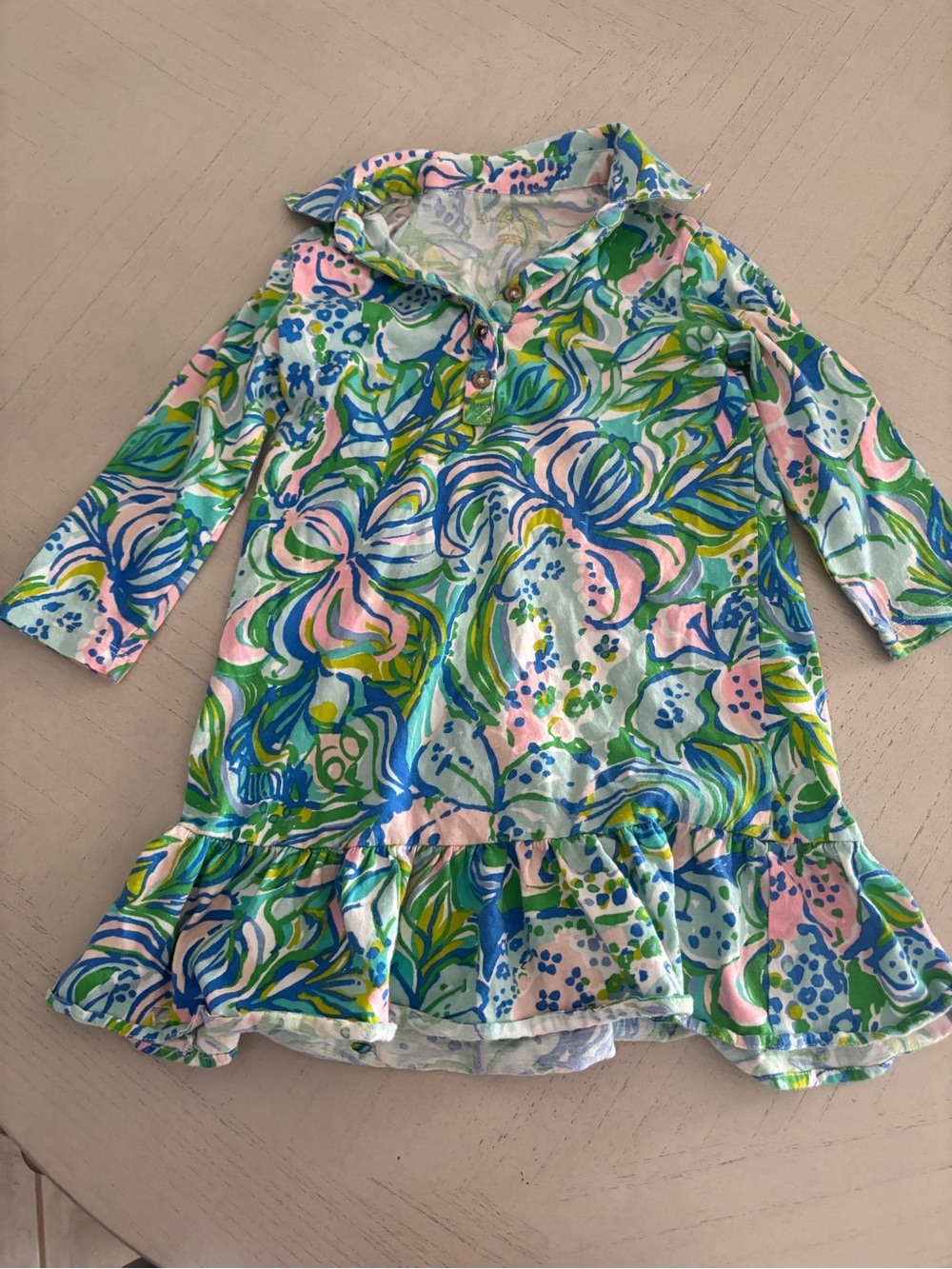 Lilly Pulitzer Pastel Floral Ruffle Hem Dress